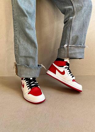 Женские кроссовки 1 retro white / university red