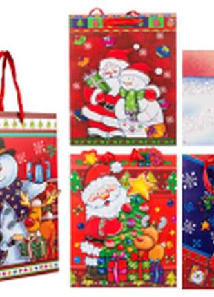 Пакет бумажный "christmas"/ 26 х 10 х 32 см, снеговик