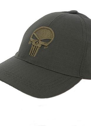 Бейсболка rip stop punіsher цвет олива, one size
