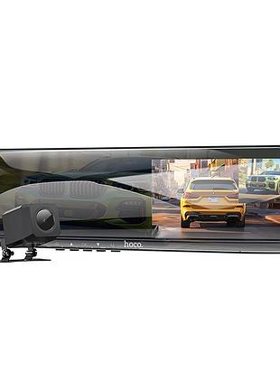 Автомобильный видеорегистратор зеркало hoco dv4 dual-channel driving recorder 1080p+720p 4.5" iron gray