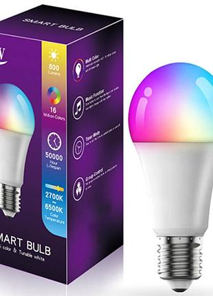 Світлодіодна rgb лампочка smart bulb light 1 with bluetooth e27 with app white