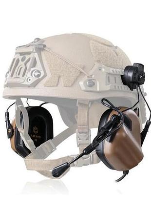Активные наушники earmor m32h с креплением на шлем и микрофоном, койот