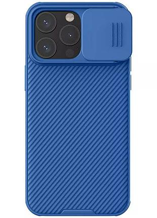 Карбоновая накладка nillkin camshield pro magnetic для apple iphone 15 pro (6.1") blue