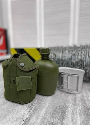 Фляга пластиковая us 1l с котелком olive