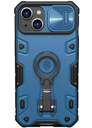 Tpu+pc чехол nillkin camshield armor pro no logo (шторка на камеру) для apple iphone 14 / 13 (6.1") синий