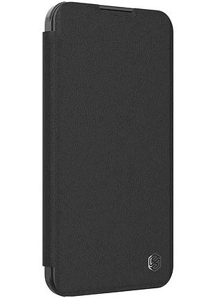 Кожаный чехол-книжка nillkin qin prop plain camshield для apple iphone 16 pro max (6.9") classic black