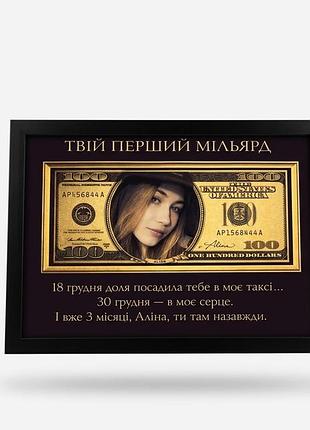 Картина +ар с вашим фото и текстом изготовим индивидуально на подарок черная рамка а4 с стеклом