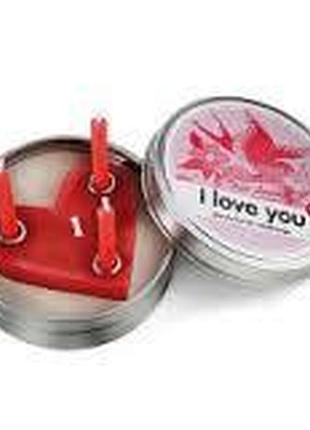 Свеча "i love you" в мелальном баночке с парафином