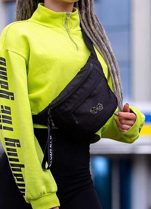 Женская сумка бананка борсетка через плечо without с принтом cube black