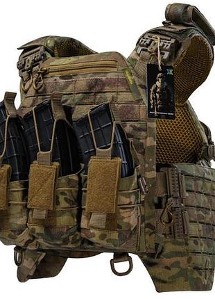 Плитоноска cen.5 bogunka pro з камербандами збільшеної площі + інтегрований рюкзак 5 л + 3 підсумки під ак/ar мультикам