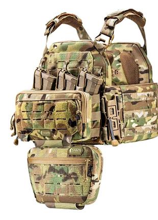 Плитоноска м8 + админ панель на 3 магазина ак/аr, напашник, multicam cordura 1000d с irr