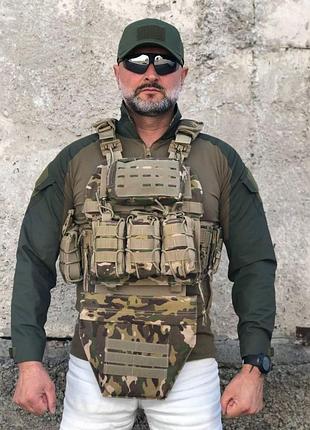 Плитоноска isik мультикам з подвійним швидким скиданням на 4 точки скидання, 7 підсумків з напашником