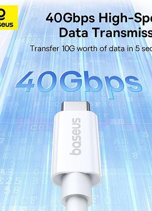 Дата кабель baseus superior series 2 usb4 full-function type-c to type-c 240w (1m) (p10365200211) moon white 4