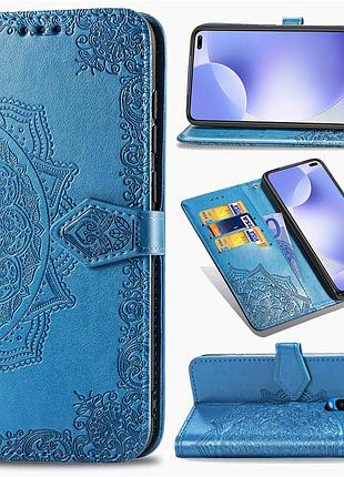 Шкіряний чохол-книжка art case з візитницею для xiaomi redmi k30 / poco x2 синій