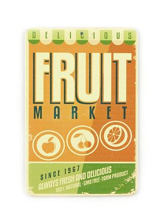 Магнит винтаж "fruit market", металл, 10 х 8 см