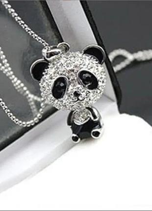 Шикарная женская подвеска panda панда кристалл камень кулон