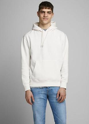 Толстовка jjesoft sweat hood noos 12161145-white-fit:relaxed/solid col jackandamp;jones xxl білий 12161145-white-fit:relaxe