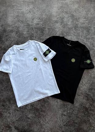Футболка stone island чорна/біла