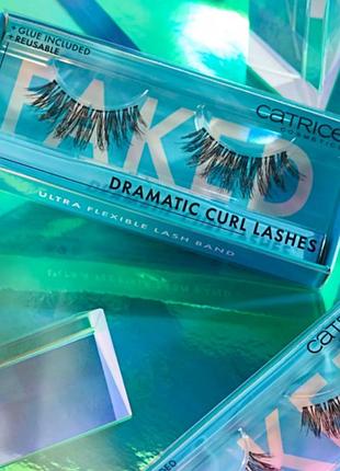💙 багаторазові об'ємні великі довгі накладні вії з клеєм catrice faked dramatic curl lashes