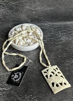 Слоновая кость ожерелье длинна. колье из слоновой кости. слоновая кость бусы винтаж.