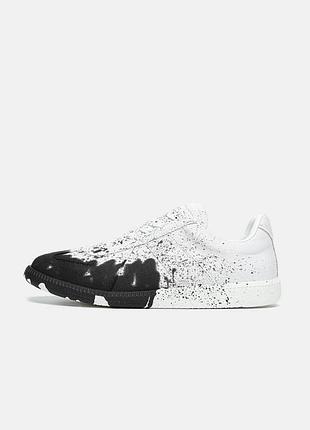 Мужские кроссовки maison margiela «replica» «white black paint