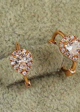 Серьги детские xuping jewelry сердечко в ободке 1,2 см золотистые love-shopping