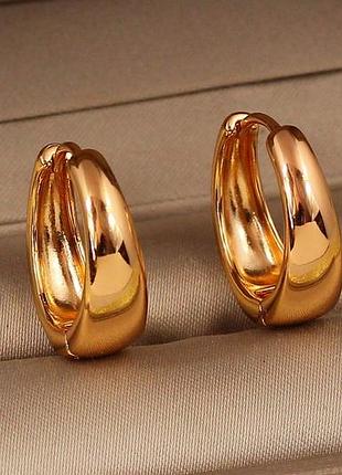 Серьги кольца xuping jewelry расширенные снизу 2 см золотистые love-shopping