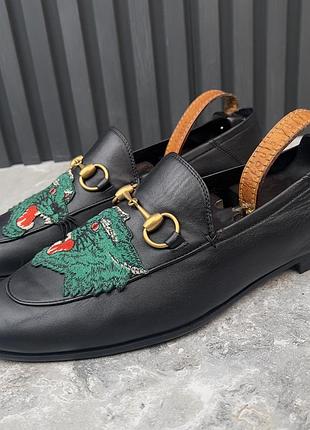 Gucci horsebit brixton panther applique loafer black leather чоловічі туфлі лофери шкіра оригінал 42.5 eur