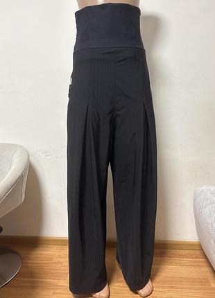 High everyday couture р. м 46 широкі штани брюки палаццо з високою талією на підтяжках