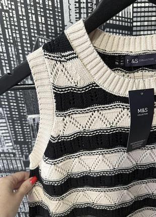 Вʼязана жилетка в смужку m&s нова стильна жилетка з ажурною вʼязкою
