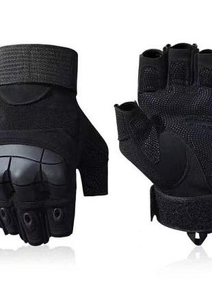 Рукавиці безпалі oakley tactical pro з кісточками, чорні