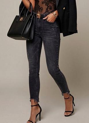 Zara z1975 denim джинсы скинни / slim fit темно-серые / черные, размер eur 38 / usa 6 – стрейч