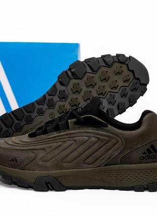 Кожаные кроссовки adidas олива