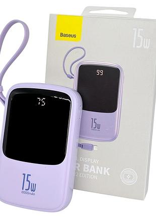 Power bank 10000 mah 15w baseus реальная емкость с кабелем внешний аккумулятор павербанк