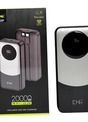 Power bank 20000 mah 22,5w qc мощный с кабелями kpg-202x зарядка внешний аккумулятор павербанк быстрая зарядка
