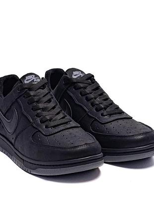 Демисезонные кожаные кроссовки nike air черные