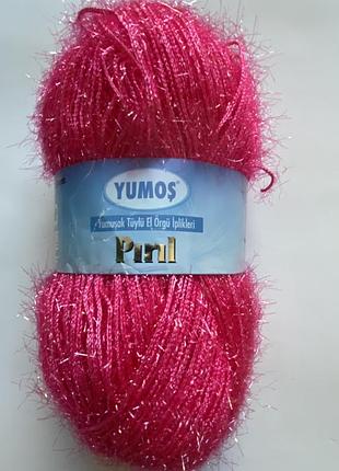 Турецька пряжа yumos pırıl неоново-рожева, 100 г
