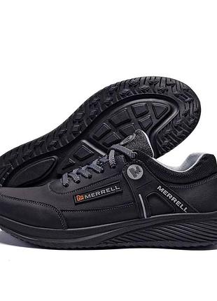 Демисезонные кожаные кроссовки merrell цвет черный, серый