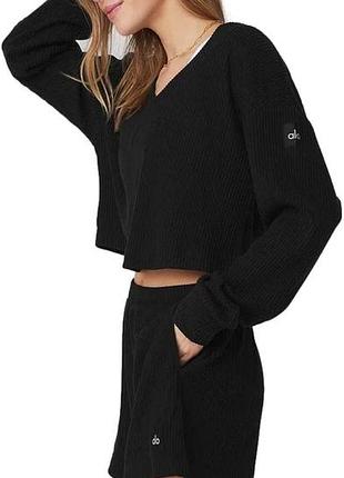 Alo yoga muse v-neck pullover black size l