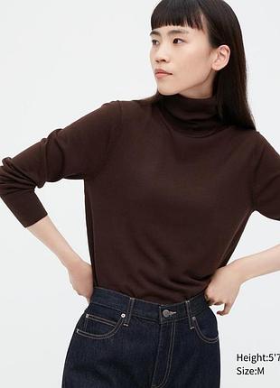 🔥 lux uniqlo унисекс 100% merino wool гольф водолазка m/l шоколад база
