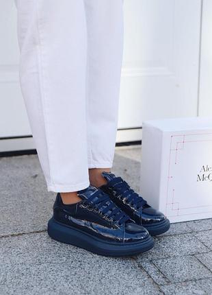 Женские кроссовки alexander mcqueen blue patent