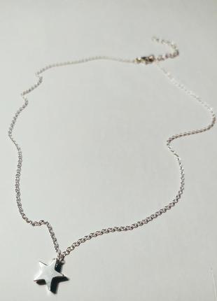 Цепочка с подвеской звезда серебро минимализм ожерелье колье цепочка кулон10 фото