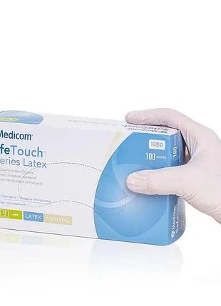 Перчатки латексные с пудрой medicom safetouch, l (100 шт.уп)