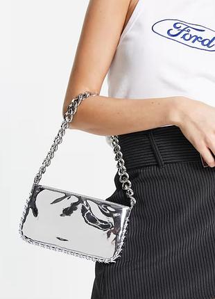 Asos брендова оригінальна сумка. срібляста сумка на плече від бренду asos design.