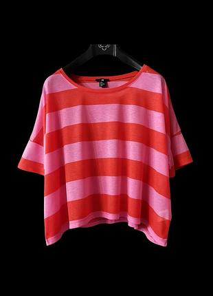Футболка оверсайз топ h&m свободная яркая футболка в полоску