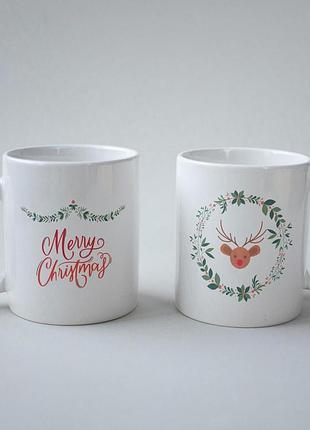 Кружка з принтом "merry christmas" 330 мл біла
