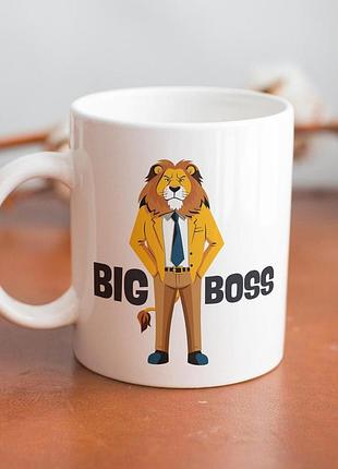 Кружка з принтом "big boss" 330 мл біла
