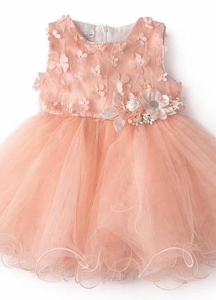 Святкова сукня для дівчинки 68- 92 см пудрова туреччина 68-74