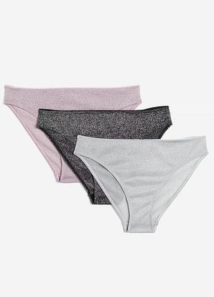 H&m | жіночі трусики сліпи рожеві з люрексом
