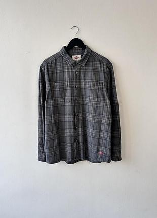Union works men's plaid flannel shirt grey check long sleeve workwear size l фланелева сорочка овершот